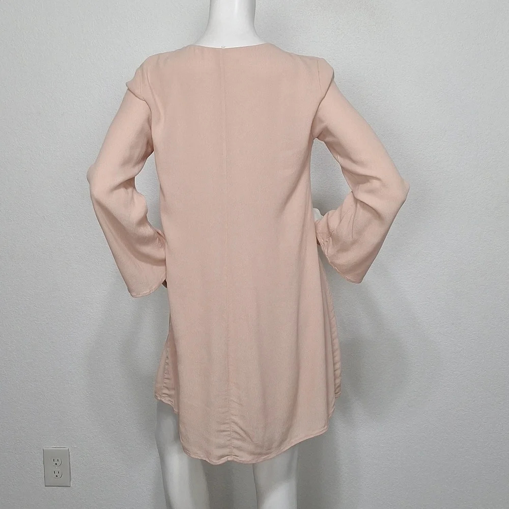 ASTR The Label Blush Pink Coquette Lace Up Cottagecore Shift Mini Dress Size S - Picture 7 of 12